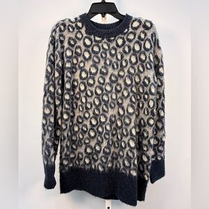 Current Elliott Soft Oversized The Cali Leopard Print Sweater XS NWT